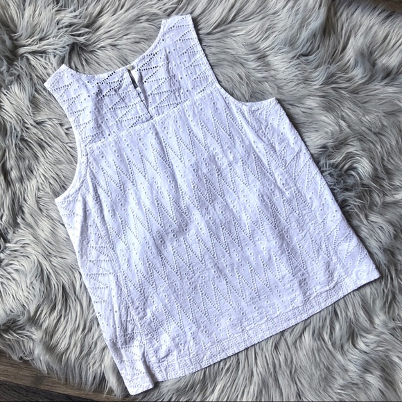 J. Crew Chevron Eyelet Cotton Tank w/ Keyhole Back - Picture 2 of 7